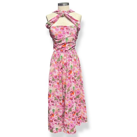 Ganni New Tieband Multifunctional Dress Pink Sugar Plum S M Light Fairy Coquette - Picture 3 of 8